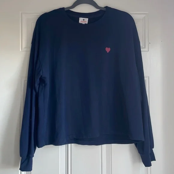 SUNDRY Heart Drapey Sweatshirt - Picture 5 of 7